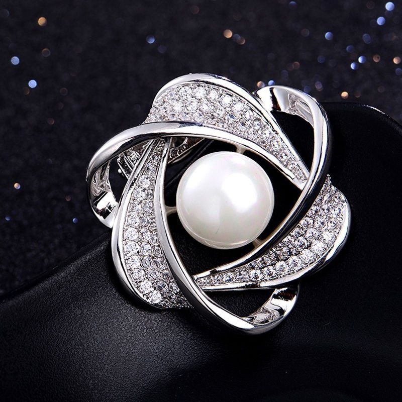 Broš s kristalima i čvorom u kutu, svestrana kopča za šalu i pin za kaput, svjež i sladak stil