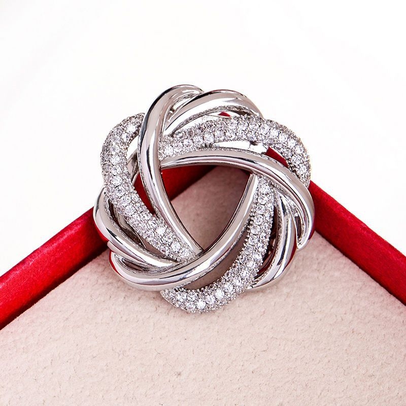 Broš s kristalima i čvorom u kutu, svestrana kopča za šalu i pin za kaput, svjež i sladak stil