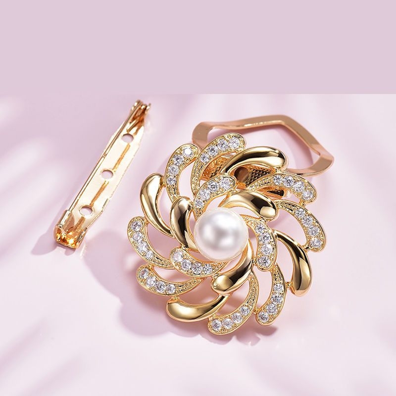 Broš s kristalima i čvorom u kutu, svestrana kopča za šalu i pin za kaput, svjež i sladak stil