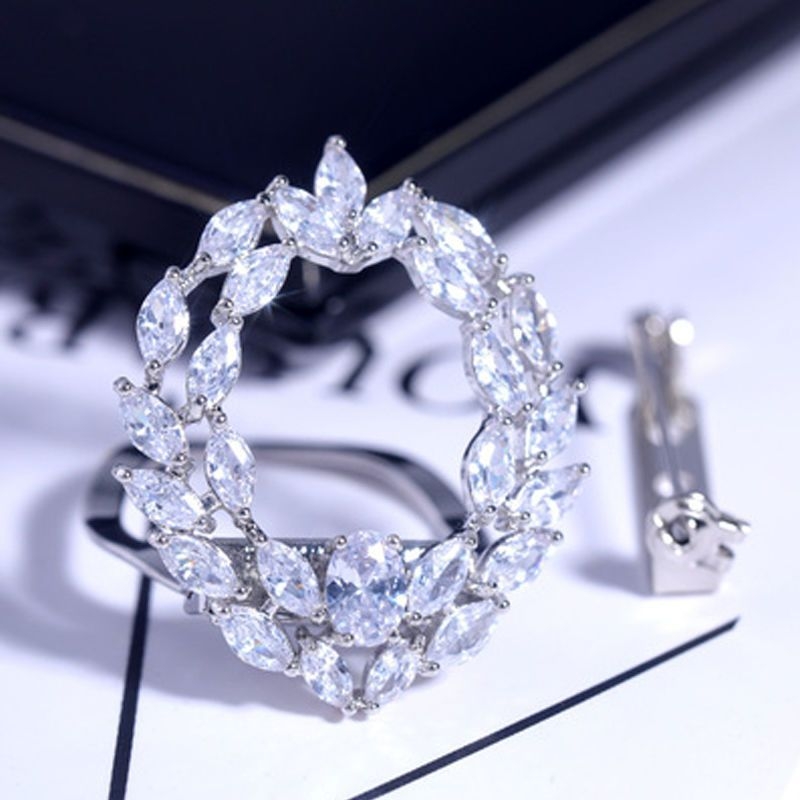 Broš s kristalima i čvorom u kutu, svestrana kopča za šalu i pin za kaput, svjež i sladak stil