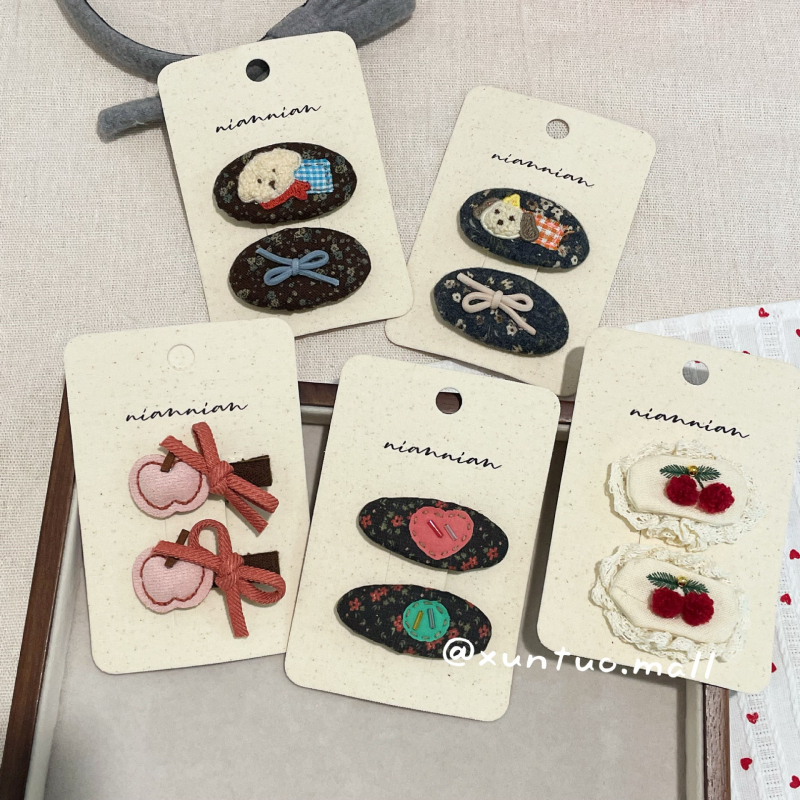 Ručni BB klips od tkanine s izvezenim srcem za djecu