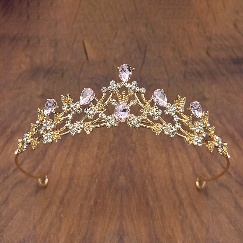 Diademă cu cristale pentru copii, coroană pentru spectacole și aniversări, aliaj, rhinestones, electroplating, formă de coroană, unisex modă