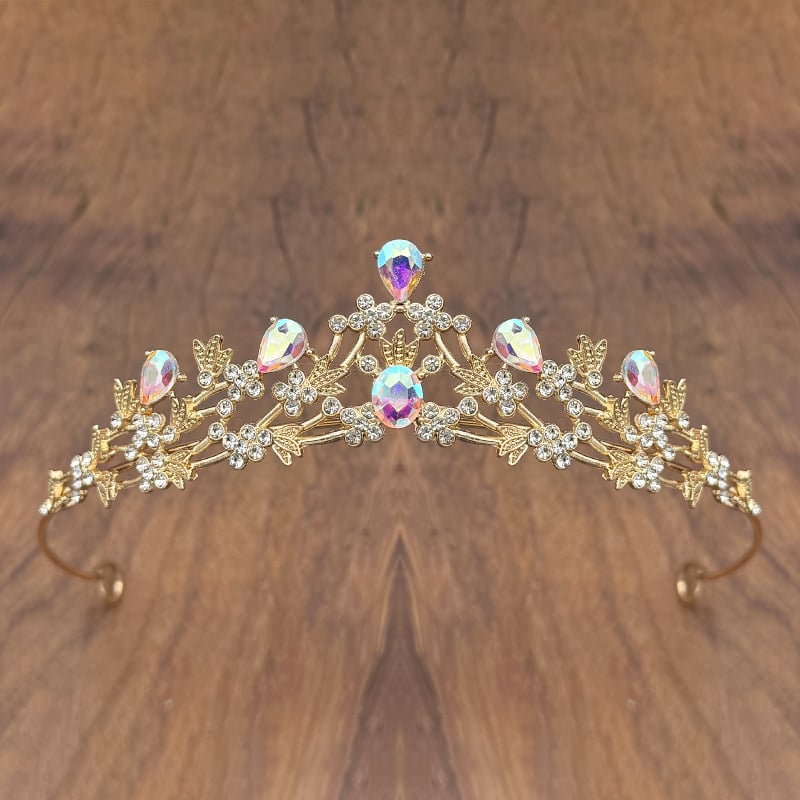 Diademă cu cristale pentru copii, coroană pentru spectacole și aniversări, aliaj, rhinestones, electroplating, formă de coroană, unisex modă