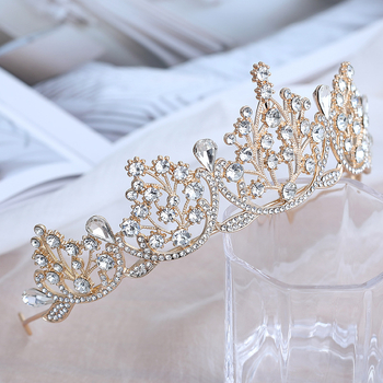 Diademă de mireasă – coroană cu cristale, PT990 aliaj, placare electrolitică