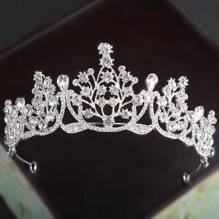 Diademă de mireasă – coroană cu cristale, PT990 aliaj, placare electrolitică