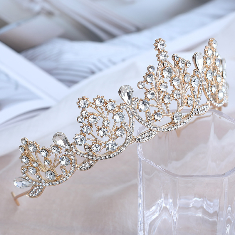 Diademă de mireasă – coroană cu cristale, PT990 aliaj, placare electrolitică