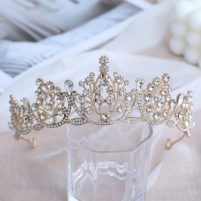 Diademă de mireasă – coroană cu cristale, PT990 aliaj, placare electrolitică