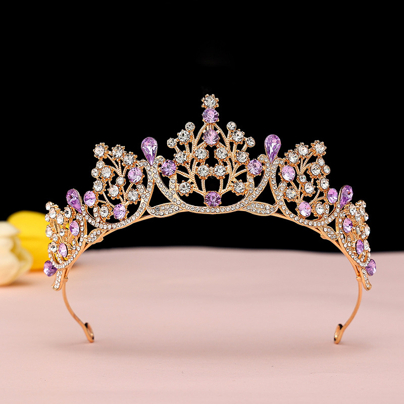 Diademă de mireasă – coroană cu cristale, PT990 aliaj, placare electrolitică