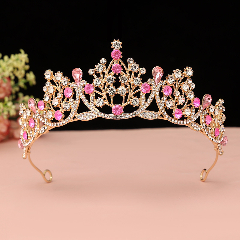 Diademă de mireasă – coroană cu cristale, PT990 aliaj, placare electrolitică