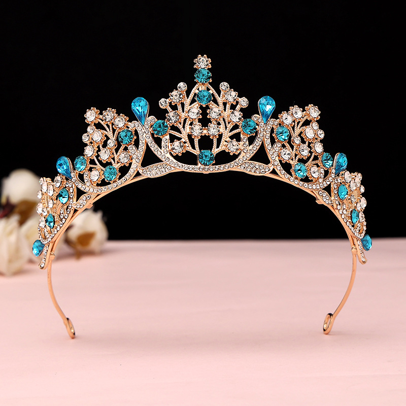 Diademă de mireasă – coroană cu cristale, PT990 aliaj, placare electrolitică