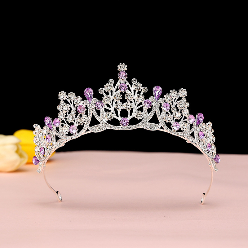 Diademă de mireasă – coroană cu cristale, PT990 aliaj, placare electrolitică