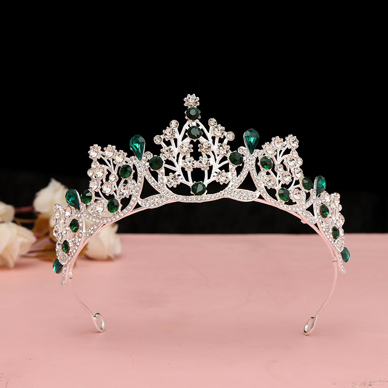 Diademă de mireasă – coroană cu cristale, PT990 aliaj, placare electrolitică