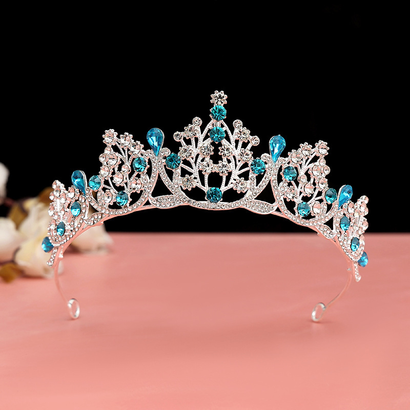 Diademă de mireasă – coroană cu cristale, PT990 aliaj, placare electrolitică