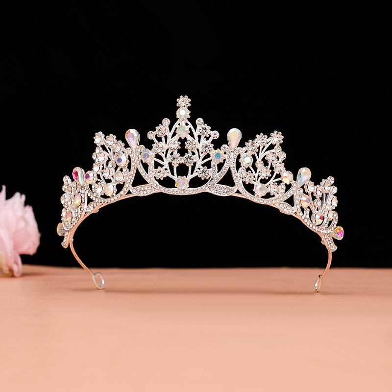 Diademă de mireasă – coroană cu cristale, PT990 aliaj, placare electrolitică