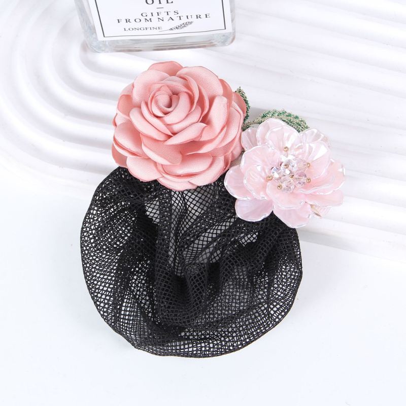 Комплект мрежеста лента за коса и клип, корейски стил, ръчна изработка, плат, за жени