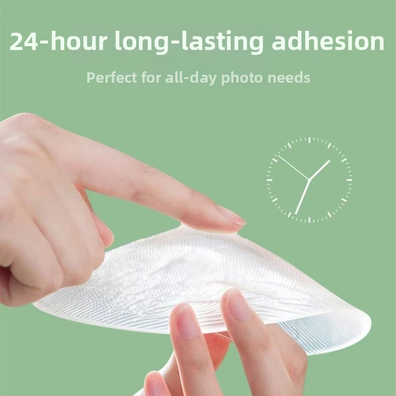 Silikónové náplasti na prsia - neviditeľné, zhromažďujúce; zosilnená hrúbka; kruhový tvar bradavky; priehľadné, lesklé