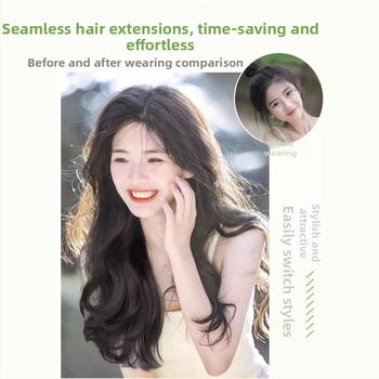 Trīsdaļu klips-parūka bezšuvēm, garas viļņotas cirtas, korejiešu stilā, modelis: Three-piece Curly Hair Twig, materiāls: augstas temperatūras stieple