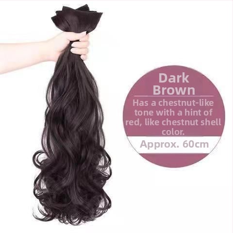 Trīsdaļu klips-parūka bezšuvēm, garas viļņotas cirtas, korejiešu stilā, modelis: Three-piece Curly Hair Twig, materiāls: augstas temperatūras stieple