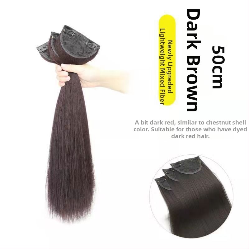 Trīsdaļu klips-parūka bezšuvēm, garas viļņotas cirtas, korejiešu stilā, modelis: Three-piece Curly Hair Twig, materiāls: augstas temperatūras stieple