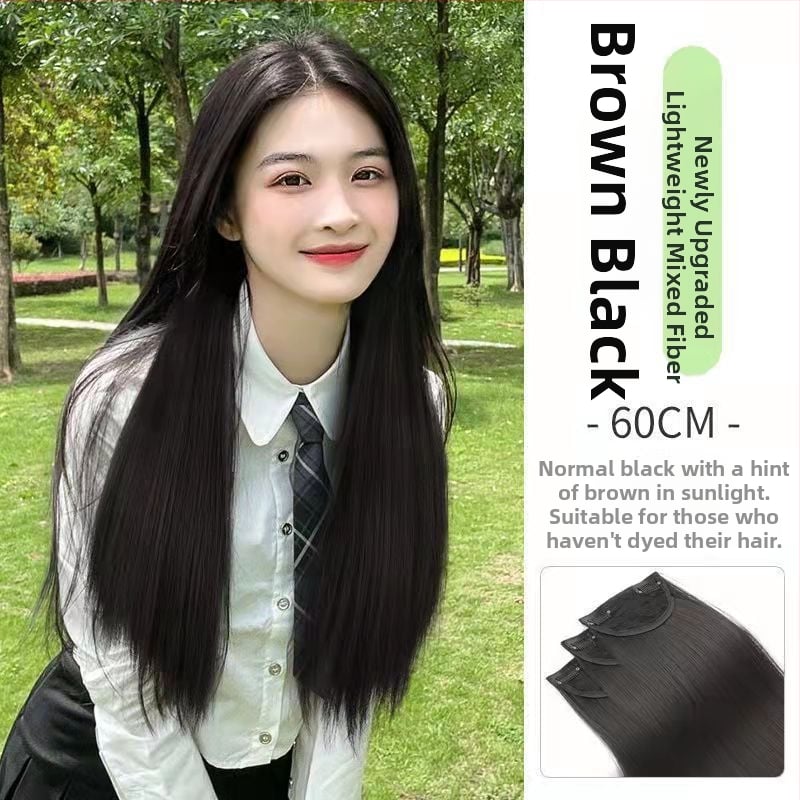 Trīsdaļu klips-parūka bezšuvēm, garas viļņotas cirtas, korejiešu stilā, modelis: Three-piece Curly Hair Twig, materiāls: augstas temperatūras stieple