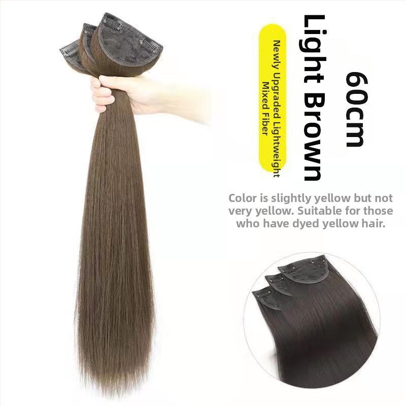 Trīsdaļu klips-parūka bezšuvēm, garas viļņotas cirtas, korejiešu stilā, modelis: Three-piece Curly Hair Twig, materiāls: augstas temperatūras stieple