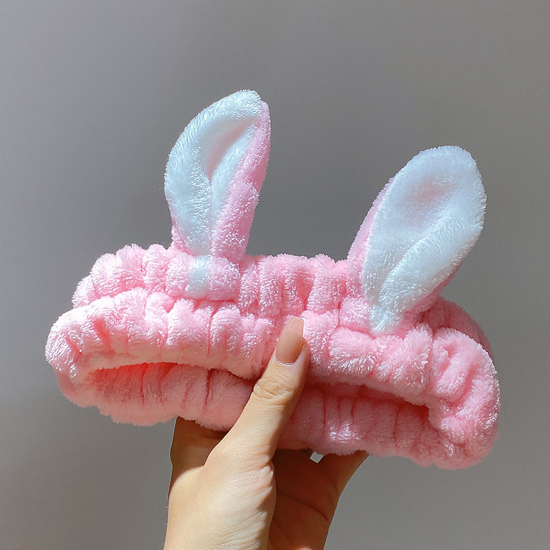 Pliša sejas mazgāšanas galvas lente ar truša ausīm – Korejas stila, unisex geometrisks galvas aksesuārs, rudens 2023