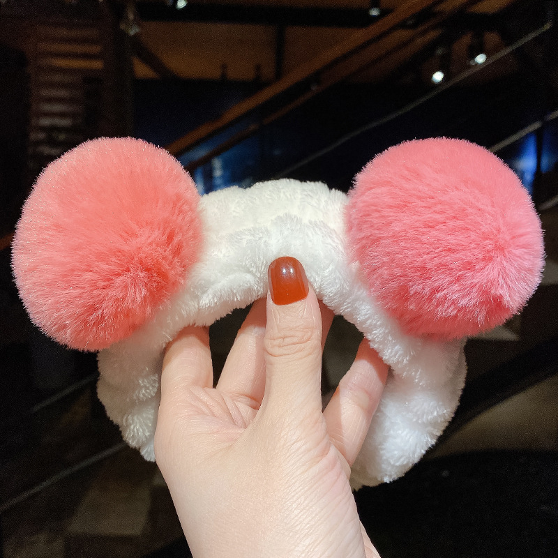 Pliša sejas mazgāšanas galvas lente ar truša ausīm – Korejas stila, unisex geometrisks galvas aksesuārs, rudens 2023