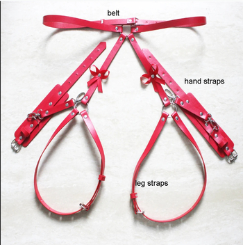 Komplekts josta un rokassprādze no mākslīgās ādas ar bow mezglu, universāls, pieaugušajiem, mākslīgā āda