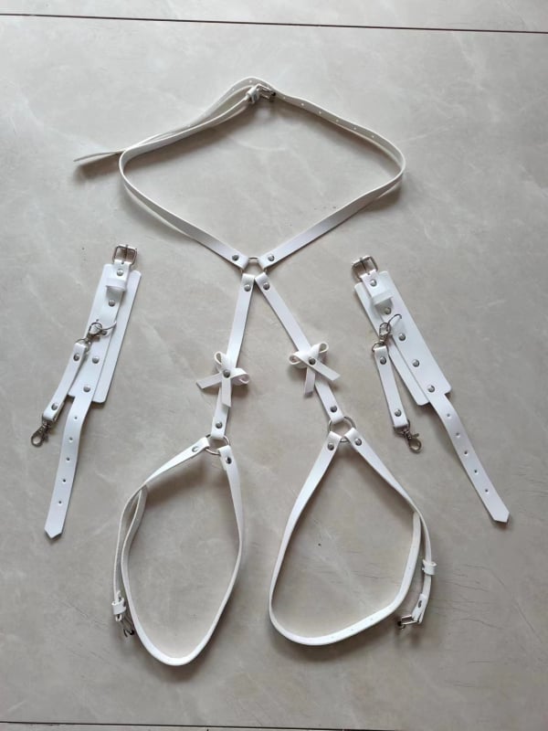 Komplekts josta un rokassprādze no mākslīgās ādas ar bow mezglu, universāls, pieaugušajiem, mākslīgā āda