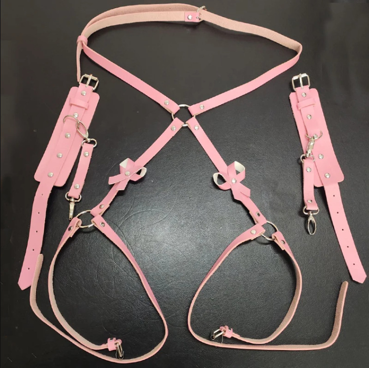 Komplekts josta un rokassprādze no mākslīgās ādas ar bow mezglu, universāls, pieaugušajiem, mākslīgā āda