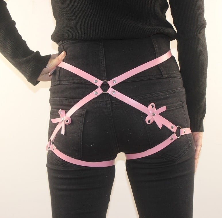 Komplekts josta un rokassprādze no mākslīgās ādas ar bow mezglu, universāls, pieaugušajiem, mākslīgā āda