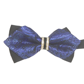 Leptir mašna s kristalima, karirani uzorak, poliester, unisex, Jacquard tkanina