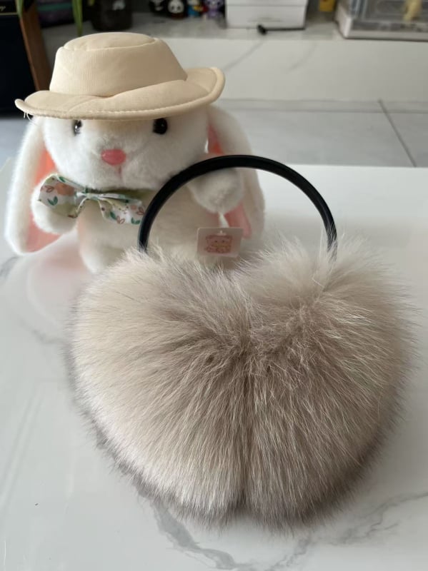 Ακουστικά αυτιών με γούνα αλεπούς, αναδιπλούμενοι θερμαντήρες αυτιών, για γυναίκες, χειμώνας-άνοιξη-φθινόπωρο