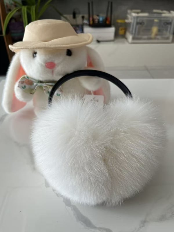 Ακουστικά αυτιών με γούνα αλεπούς, αναδιπλούμενοι θερμαντήρες αυτιών, για γυναίκες, χειμώνας-άνοιξη-φθινόπωρο