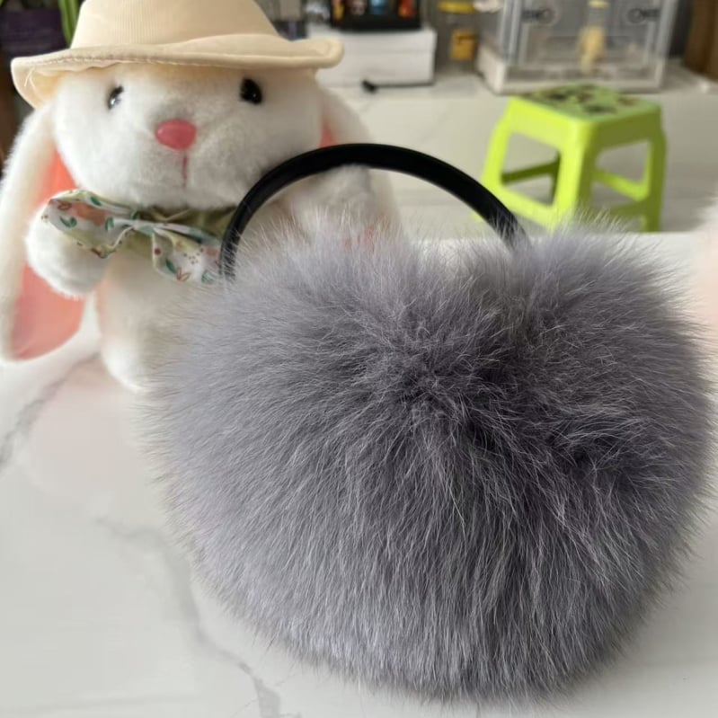 Ακουστικά αυτιών με γούνα αλεπούς, αναδιπλούμενοι θερμαντήρες αυτιών, για γυναίκες, χειμώνας-άνοιξη-φθινόπωρο