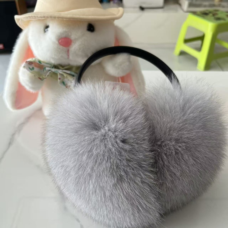 Ακουστικά αυτιών με γούνα αλεπούς, αναδιπλούμενοι θερμαντήρες αυτιών, για γυναίκες, χειμώνας-άνοιξη-φθινόπωρο