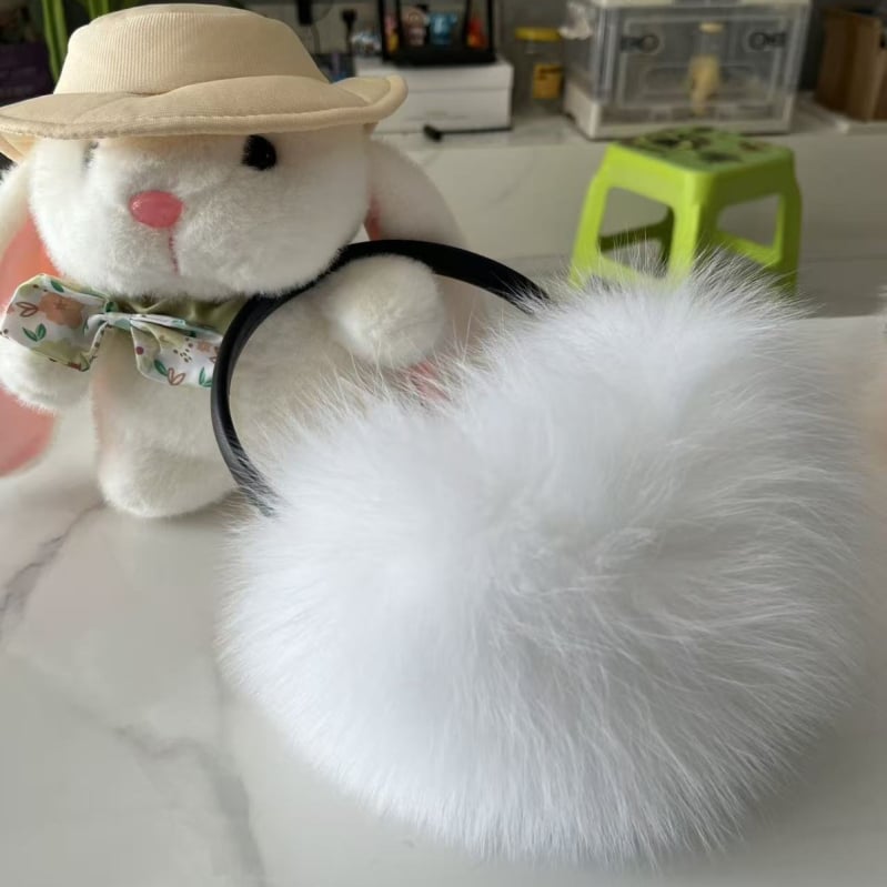 Ακουστικά αυτιών με γούνα αλεπούς, αναδιπλούμενοι θερμαντήρες αυτιών, για γυναίκες, χειμώνας-άνοιξη-φθινόπωρο