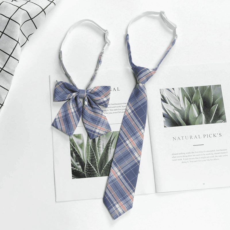 JK set leptir-mašna – košulja u japanskom stilu školske uniforme, karirano, unisex, casual stil