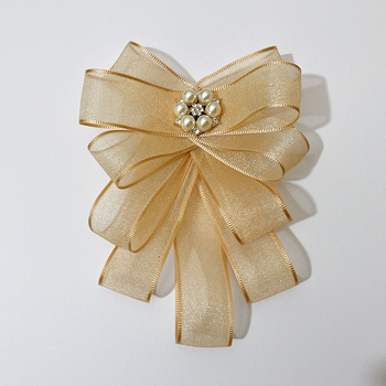 Floare pentru guler cu funda – handmade, material textil, model monocrom, lățime standard, unisex