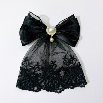 Floare pentru guler cu funda – handmade, material textil, model monocrom, lățime standard, unisex