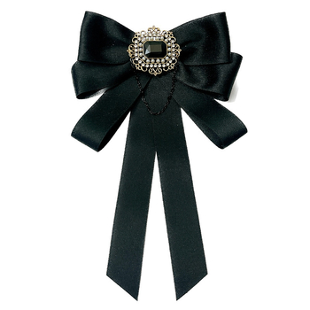 Floare pentru guler cu funda – handmade, material textil, model monocrom, lățime standard, unisex