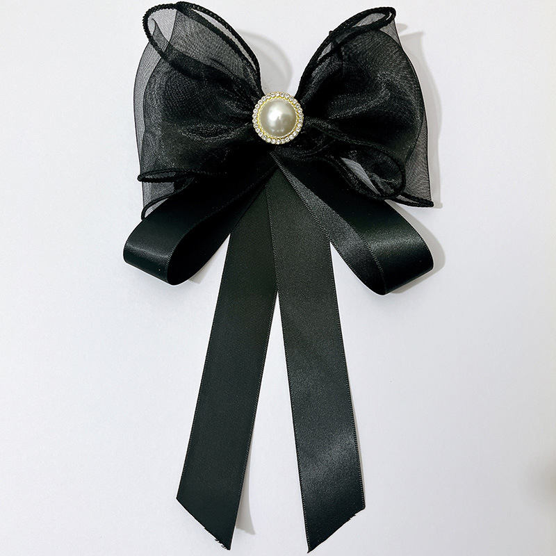 Floare pentru guler cu funda – handmade, material textil, model monocrom, lățime standard, unisex