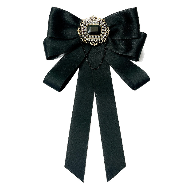 Floare pentru guler cu funda – handmade, material textil, model monocrom, lățime standard, unisex