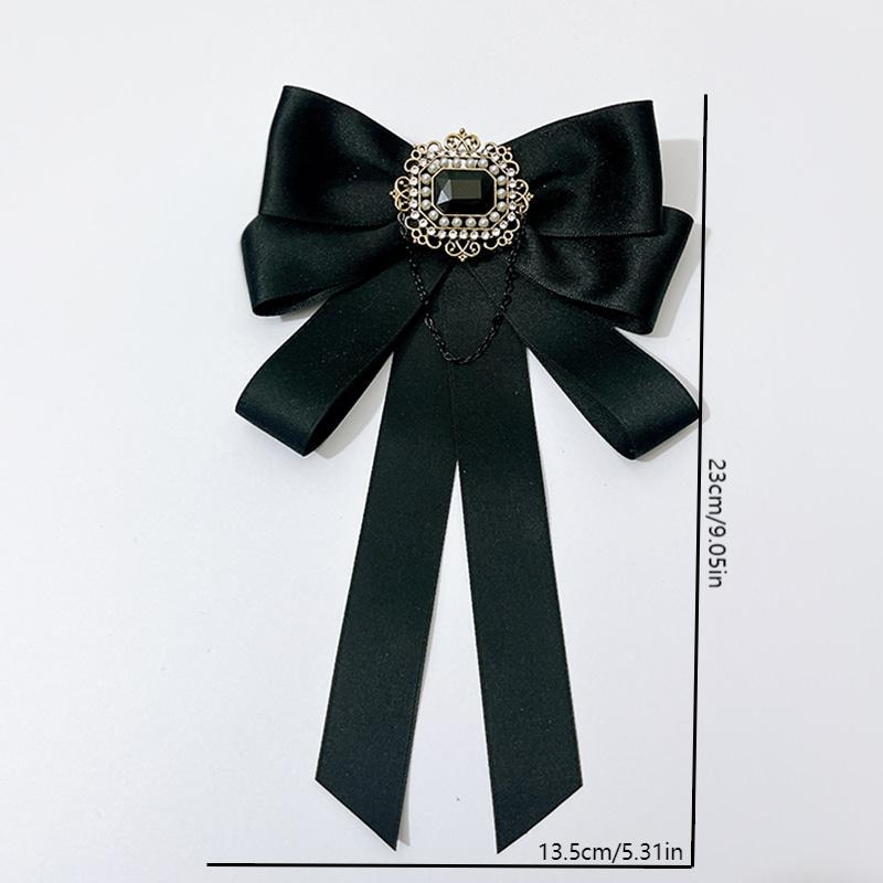 Floare pentru guler cu funda – handmade, material textil, model monocrom, lățime standard, unisex