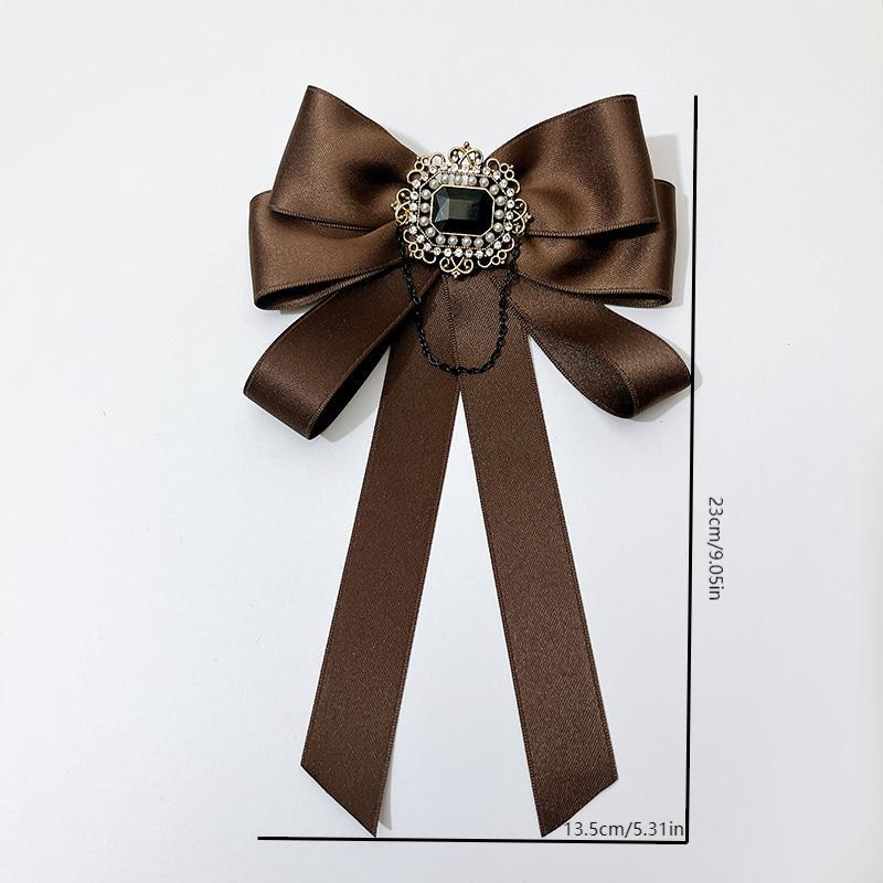 Floare pentru guler cu funda – handmade, material textil, model monocrom, lățime standard, unisex