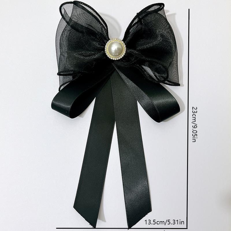 Floare pentru guler cu funda – handmade, material textil, model monocrom, lățime standard, unisex