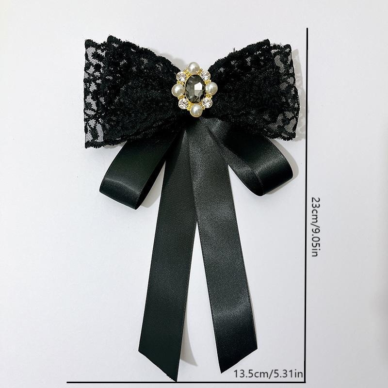 Floare pentru guler cu funda – handmade, material textil, model monocrom, lățime standard, unisex