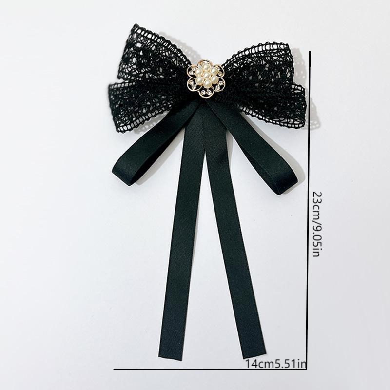 Floare pentru guler cu funda – handmade, material textil, model monocrom, lățime standard, unisex