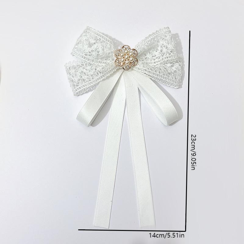 Floare pentru guler cu funda – handmade, material textil, model monocrom, lățime standard, unisex