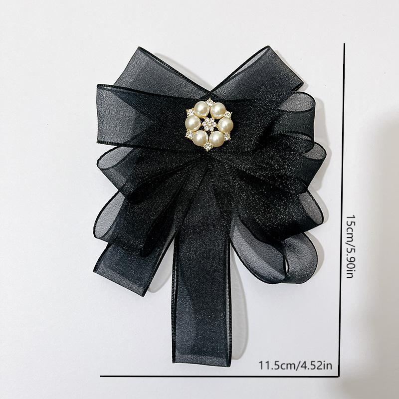 Floare pentru guler cu funda – handmade, material textil, model monocrom, lățime standard, unisex